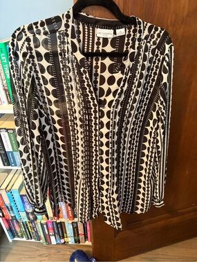 Liz Claiborne Black and White Dot Stripe Blouse